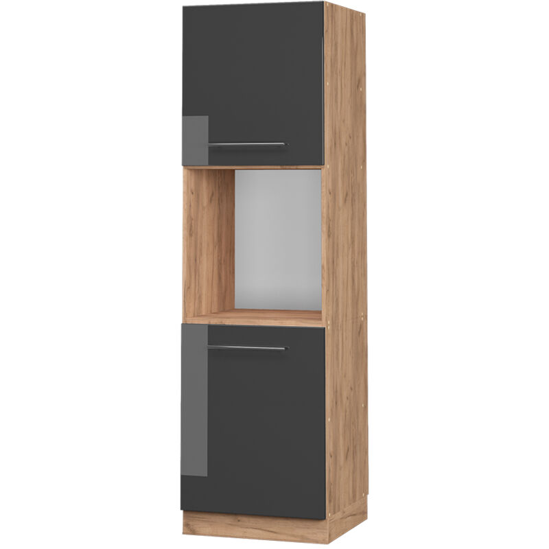 Vicco - Herdumbauschrank Fame-Line, Anthrazit Hochglanz, 60 cm offen