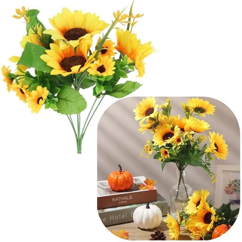 Kunstblumen Sonnenblume Sonnenblumenstrauß für eine 30 cm Vase Komposition