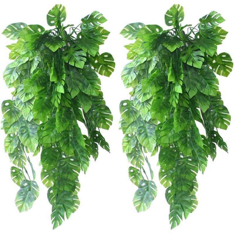 Fitags - Künstliche Efeupflanzen, künstliche tropische Monstera-Palmenblätter für den Innen- und Außenbereich, Hausgarten, Wanddekoration, künstliche