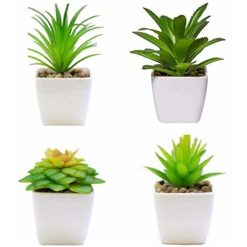 Künstliche Pflanzen mit Topf, künstliches Gras, künstliche Sukkulenten für Büro, Zuhause, Balkon, künstliche Pflanzen für drinnen und draußen