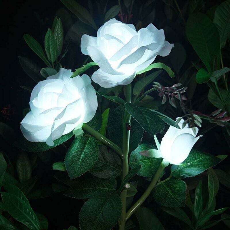 Künstliche Rosen-Solar-Blumenlichter, dekorative LED-Solarleuchten für den Außenbereich, wasserdicht (IP44), für Garten, Weihnachtsdekoration,