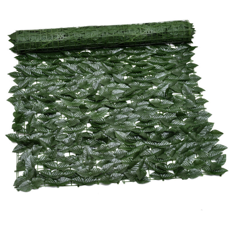 Künstlicher Efeublattzaun, Gartenzaun für den Außenbereich, Einbruchschutz, dekorativer grüner Wandzaun, Kunstgrastapete, 100 x 300 cm (Apfelblatt)