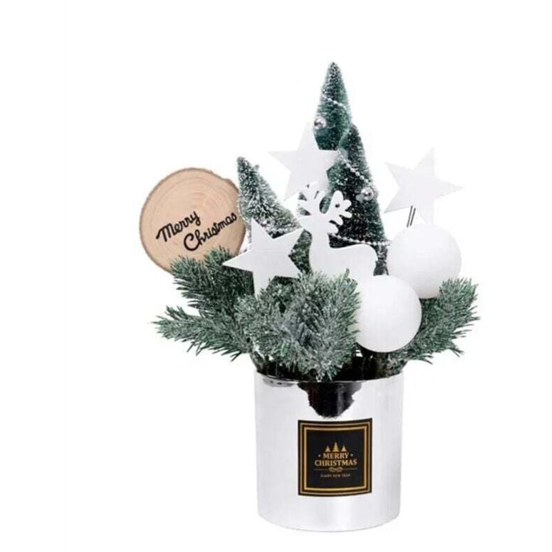 Künstlicher Weihnachtsbaum im Topf, Miniatur-Weihnachtsbäume fürs Büro, künstlicher Topf