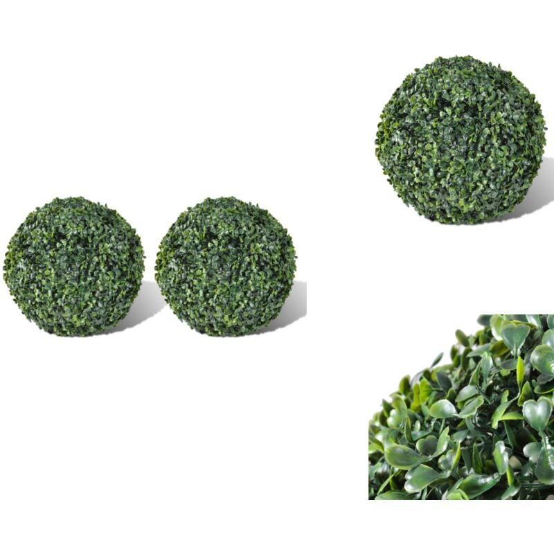 Buchsbaumkugeln 2 Stk. Künstlich Formschnitt-Kugel 27 cm - Buchsbaumkugeln - Kunstpflanzen - Dekorative Kugel - Garten Deko - Indoor Pflanzen
