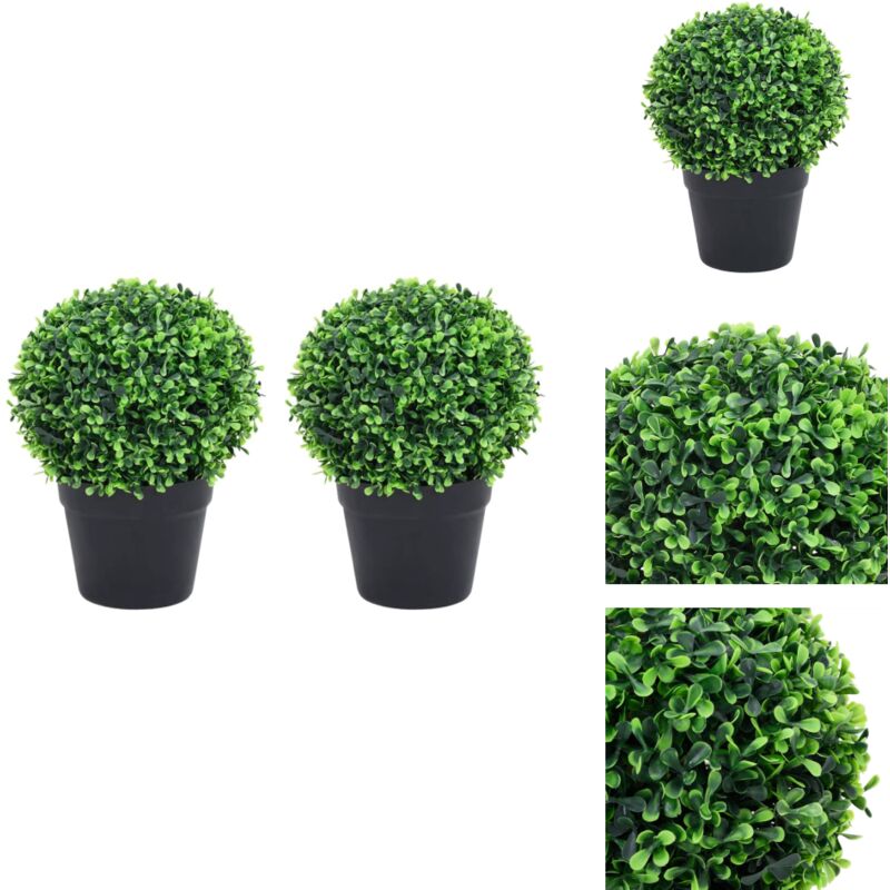 Künstliche Buchsbäume 2 Stk. mit Topf Kugelform Grün 27 cm - Künstliche Pflanzen - Buchsbaum - Küstnerpflanzen - Deko Pflanzen - Indoor Pflanzen