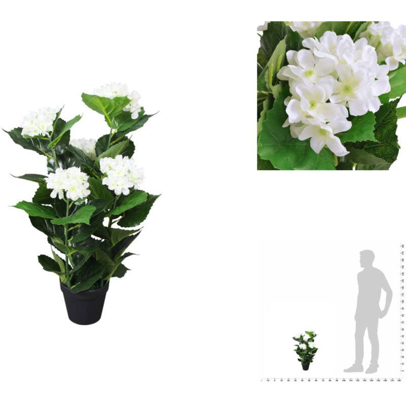 Künstliche Hortensie mit Topf 60 cm Weiß - Künstliche Hortensien - Deko Blumen - Zimmerpflanzen - Kunstblumen - Weiße Blume