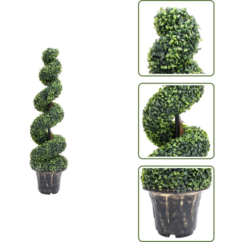 Kunstpflanzen - Living Künstlicher Buchsbaum mit Topf Spiralform Grün 117 cm - Grün