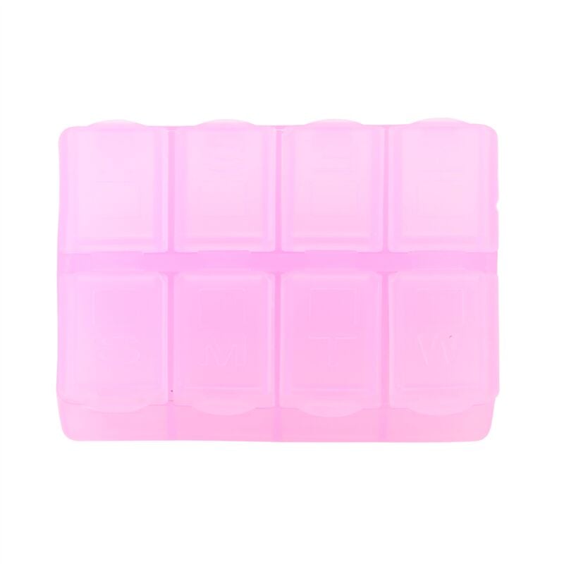 Kunststoff Rechteck 8-Fach 7 Medizin Tabletten Case Rosa