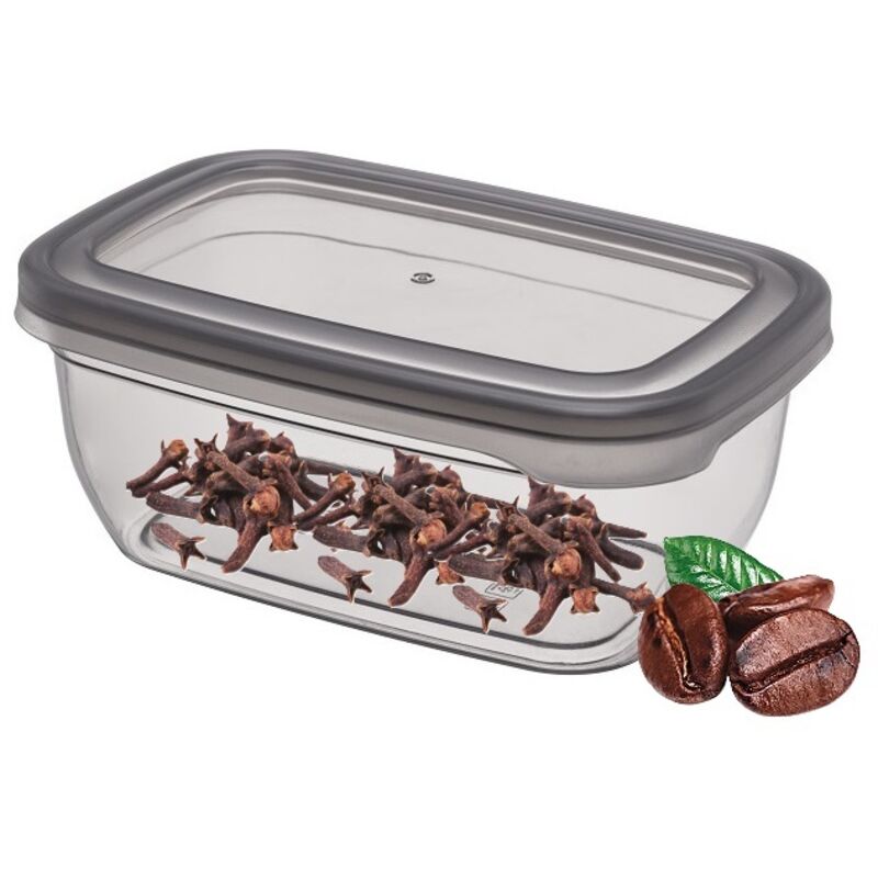 Kunststoff-Vorratsdose, glatt, rechteckig, VADO, 750 ml, hoch, grau, transparent, ideal für Kekse, Nudeln, Mehl, Zucker