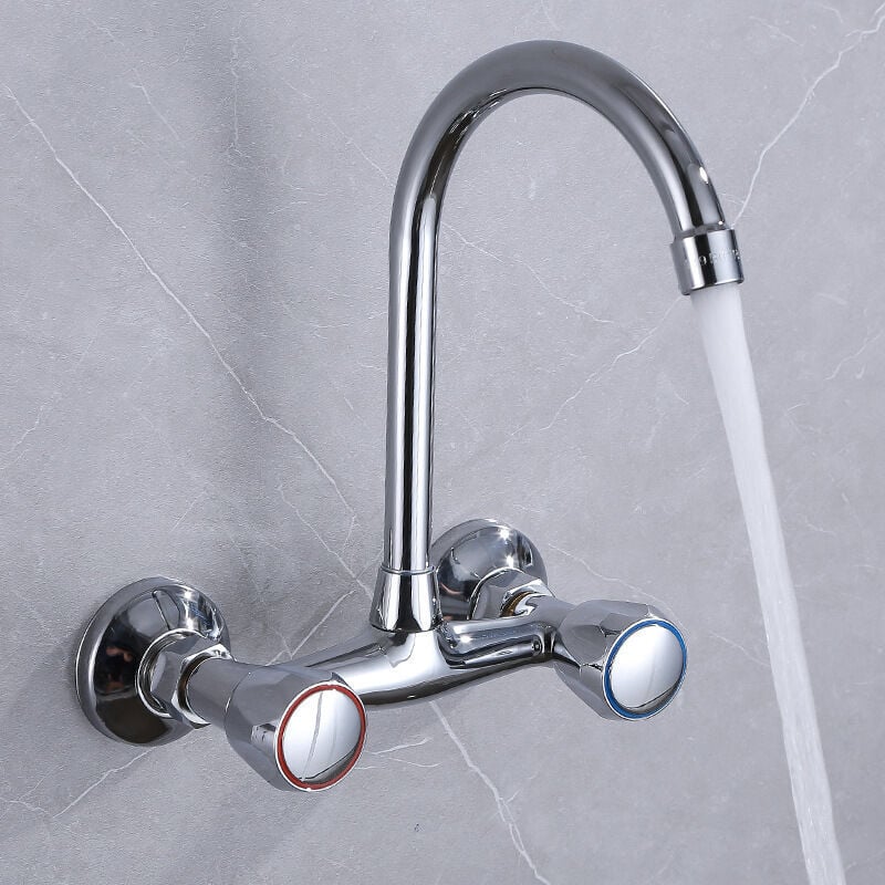 Kupfer wandmontiert heißer und kalter wasserhahn doppelgriff waschbecken gemüse becken küche balkon wäsche pool küche wasserhahn