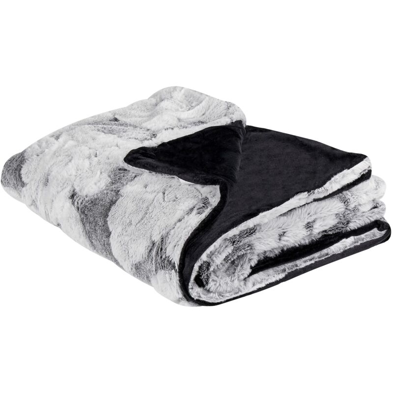 Kuscheldecke Grau und Hellgrau Polyester 150 x 200 cm Pflanzenmuster Modern Schlafzimmer Wohnzimmer Accessoire Überwurf Wohndecke Tagesdecke