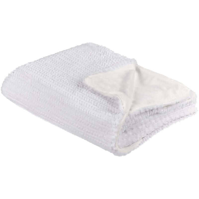 Kuscheldecke Weiß Polyester 150 x 200 cm Modern Skandinavisch Schlafzimmer Wohnzimmer Accessoire Deko Überwurf Wohndecke Sofadecke Tagesdecke