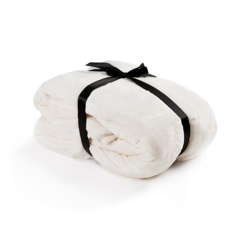 Kuscheldecke Tagesdecke Wohndecke 220 x 240 cm Flanell Decke Bettüberwurf XXL Creme