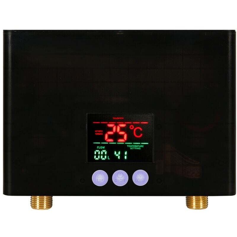 kW Durchlauferhitzer, Mini-Durchlauferhitzer, elektrisch, wandmontiert, mit LED-Anzeige, 3-stufiger Temperaturregelung, Fernbedienung, Schwarz,