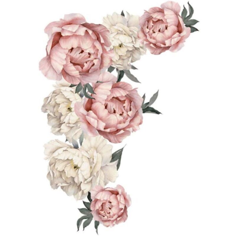 1 Stück Blumen-Wandaufkleber, Rose, chinesischer Stil, Pfingstrosen-Blumen, Wandaufkleber, abnehmbare DIY-Wandkunst, Dekor, selbstklebende