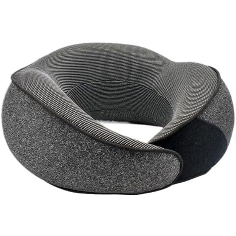 1 x Neues Nackenkissen, Reise-Nackenkissen, Memory Foam Reise-Nackenkissen fürs Flugzeug (Dunkelgrau, 26 x 11 cm) - KZQ