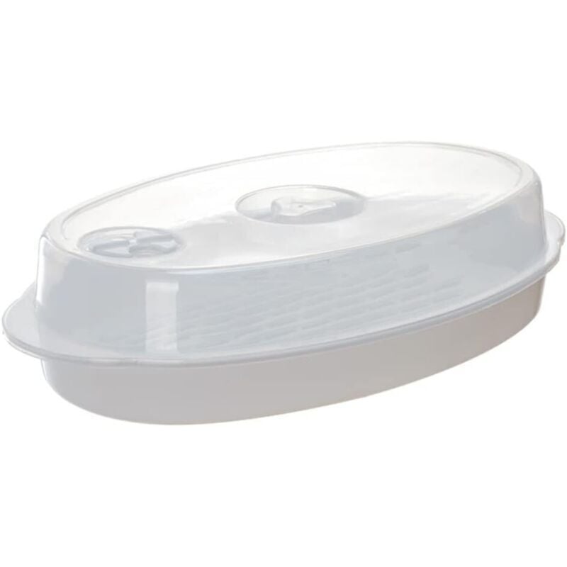 2-in-1-Dampfbehälter für die Mikrowelle mit Deckel, Mikrowellen-Abdeckplatte und Auflaufform zum Dämpfen von Brötchen, Knödeln und Fisch - KZQ