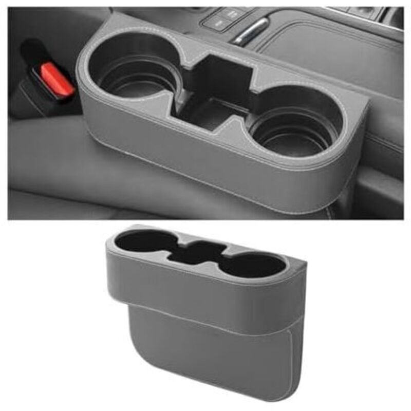 21 x 28 x 7 Autositz-Lückenfüller mit Getränkehalter, PU-Leder, Autositz-Lücken-Organizer, Vordersitz-Aufbewahrungsbox für Handys und Geldbörsen