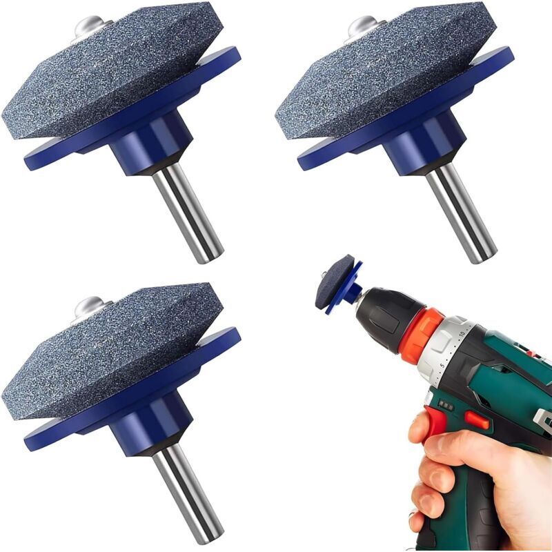 KZQ - 3-teiliger Rasenmäher-Klingenschärfer, schnell und einfach zu verwenden, für Bohrmaschinen und Gartengeräte.