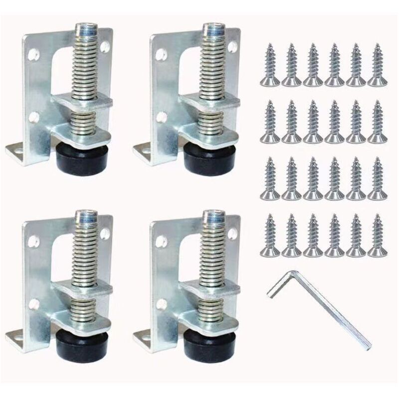 4 Stück robuste Möbel-Nivellierfüße M10, verstellbare Tische, Regale, Schränke, Arbeitsplatten mit Sicherungsmuttern - KZQ