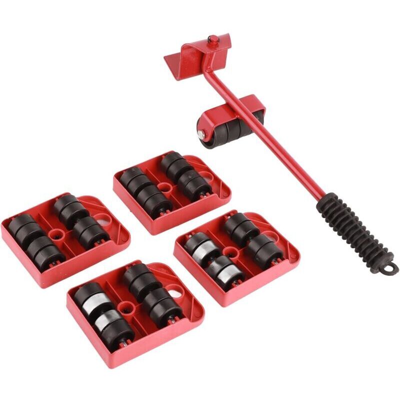 5-teiliges Set für schwere Möbeltransporter, mit Rädern und Hebevorrichtungen, Tragkraft 150 kg, für schwere Möbeltransporter, Kühlschränke, Sofas