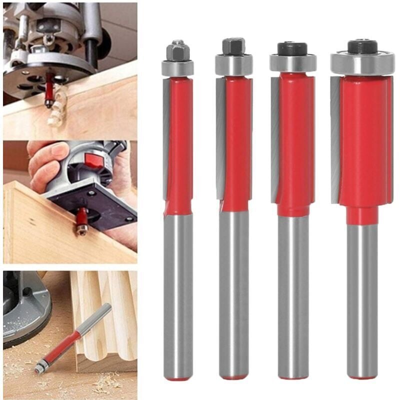 6 mm Schaft Flush Trim Router Bits, High Bearing Holzbearbeitung Router Bits, 4-teiliges Set - KZQ