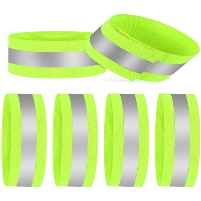 6 Stück Reflektorbänder, Reflektorstreifen für Outdoor-Jogging, Radfahren, Laufen, Reiten, Kinder, Klettverschluss, elastisches Leuchtband - KZQ