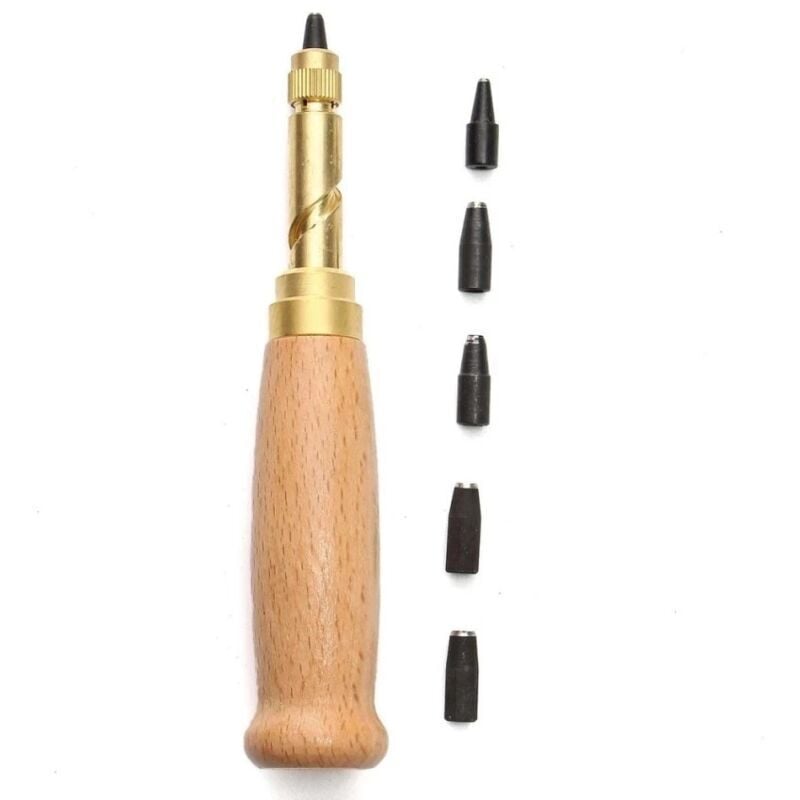 Automatischer Locher für Leder, verstellbarer Locher mit Schraube, automatischer Locher für Gürtel, 5 Zinkengrößen: 1,5 mm, 2 mm, 3 mm, 3,5 mm und 4