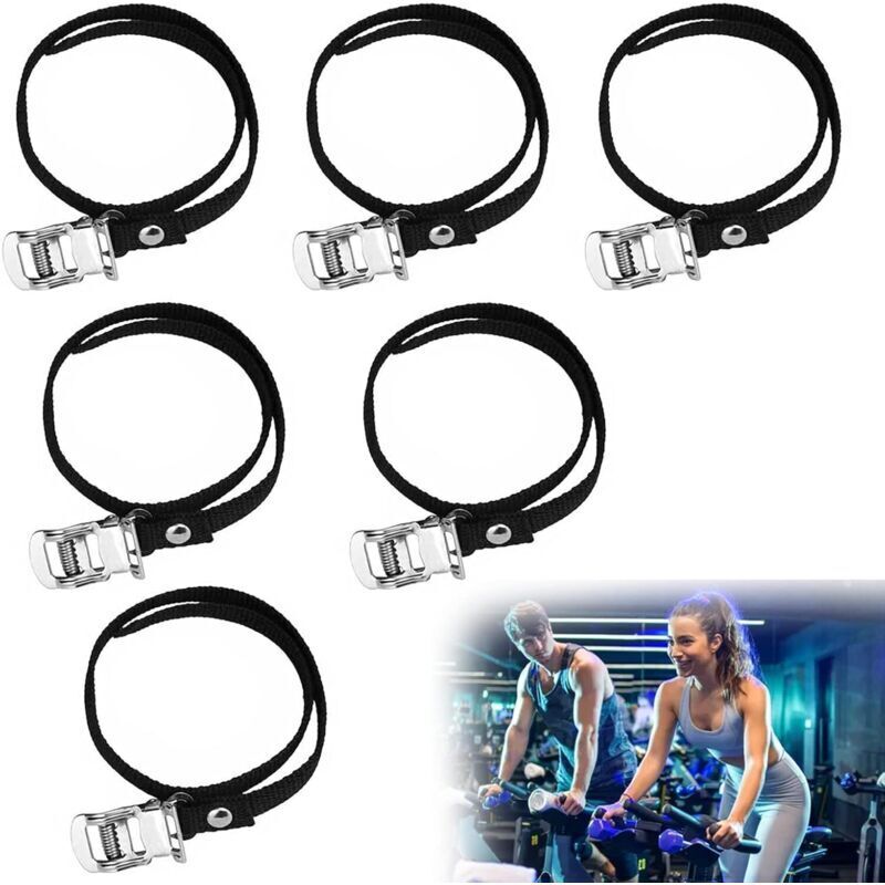 Fahrradpedalriemen (6er-Pack) mit Metallschnalle für die meisten Fahrräder, wie z. b. Heimtrainer, Mountainbikes, BMX-Räder und Spinbikes - KZQ