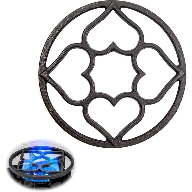Gasherd-Stützring – 19 cm Universal-Grillrost mit 8 Befestigungsschlitzen an der Unterseite für Kaffeemaschine, kleine Kanne, Herdplatte, Gusseisen,