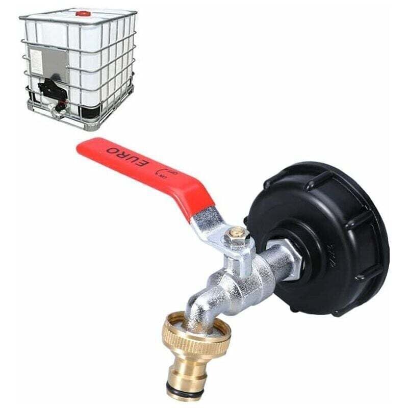 KZQ - Griff für IBC-Tank von 1000 l, Adapter für IBC-Tank, Doppelgriff zum Sammeln von Wasser von 1/2', PP-Griff mit Rosca-Kran von 60 mm (1/2')