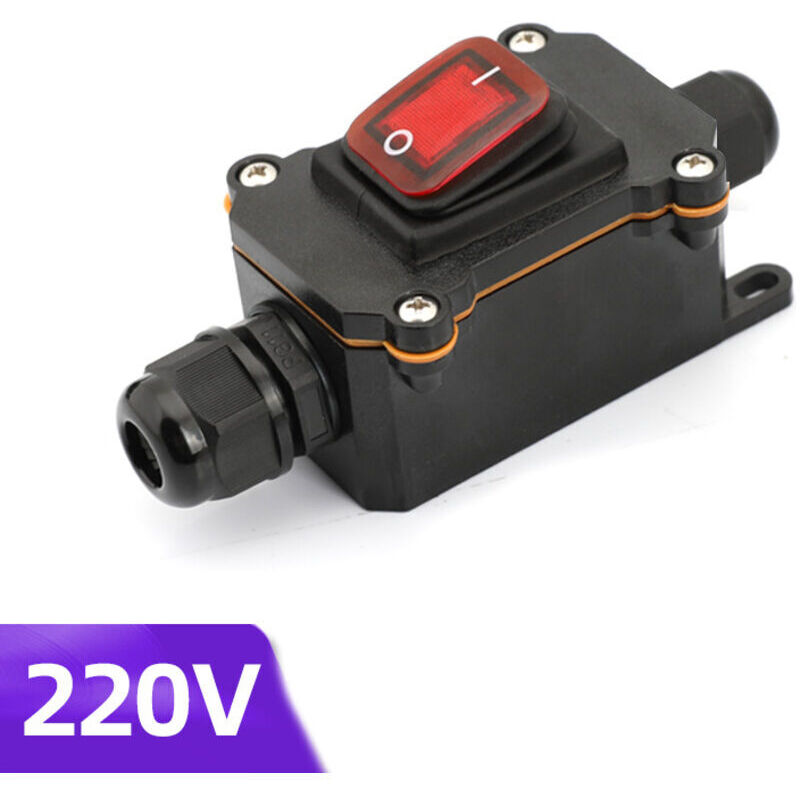 IP65 Wasserdichter Drahtschalter, Inline-Schalter, Ein-/Aus-Wippschalter, 220 v ac, wasserdicht, dpst, 4 Klemmen mit roter led, Dual-Inline-Eingang