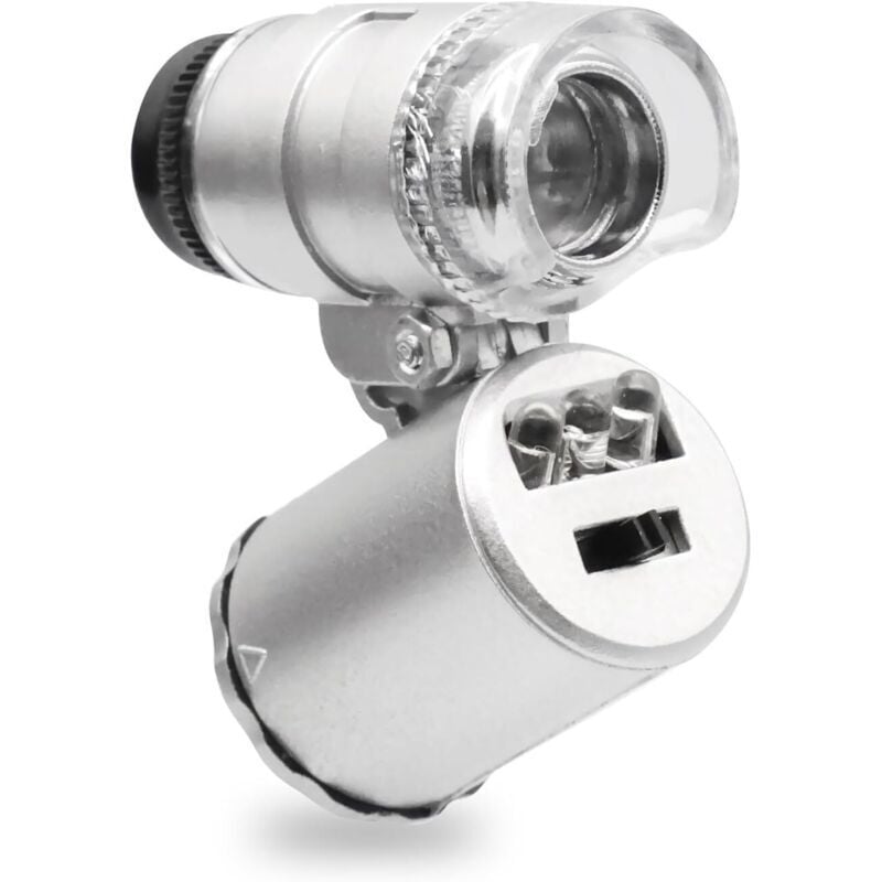 Mini 60X LED-Mikroskop, Mini 60X Taschenmikroskop, Mini-Taschenmikroskop, Juwelier-Lupenmikroskop, verstellbare Lupe mit UV-Licht - KZQ