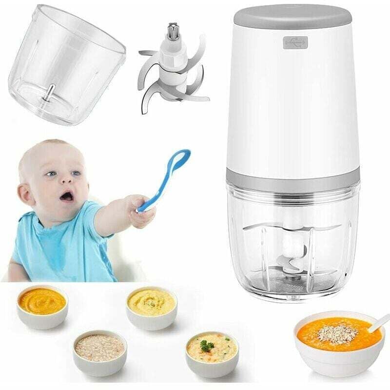 KZQ Mini-Babymixer, Mini-Küchenmaschine, 300 ml Babymixer, elektrischer Mini-Zerkleinerer, Mini-Küchenmaschine mit USB-Aufladung, elektrischer Mixer