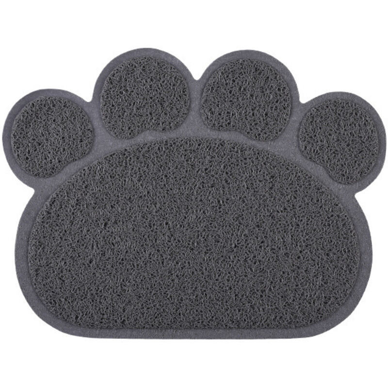 Rutschfeste Katzenstreumatte, teigförmige Katzenstreuunterlage, Futter- und Trinkwassermatte für Hunde, Katzen und Kätzchen, 30 x 40 cm (Grau) - KZQ