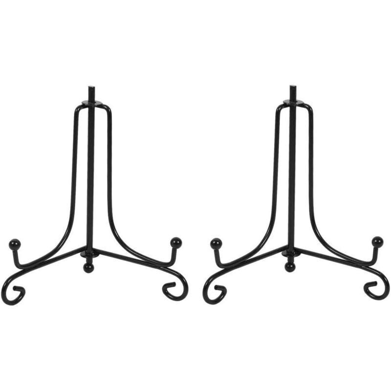 KZQ - Set di 2 supporti caballete neri per piatti decorativi, supporti espositivi per foto, cornici per foto, libri di cucina, piatti decorativi,