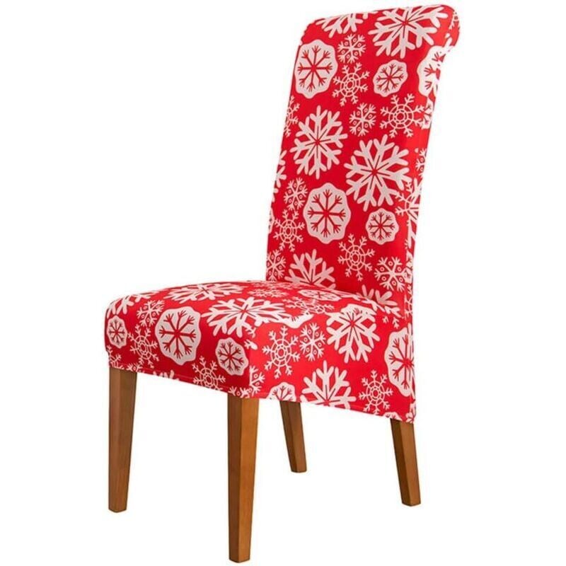 Stuhlhussen für Esszimmerstühle mit rotem Weihnachtsdruck, dehnbar, 1/2/4/6 Stück, waschbar, elastische Stuhlhussen mit hoher Rückenlehne (4er-Pack,