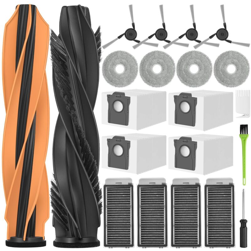 L40s Pro Ultra Zubehör für Dreame X50 Ultra Komplettset / L40s Pro Ultra / L50 Pro Ultra Ersatzteile X50 2 Hauptbürsten 4 Staubbeutel 4 Tücher 4
