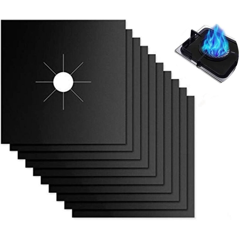 10 Stück wiederverwendbare Gasherd-Schutzabdeckungen, Anti-Hitze-Herdmatte, Antifouling-Reinigungsabdeckung, für verschiedene Gasherde (27 x 27 cm,