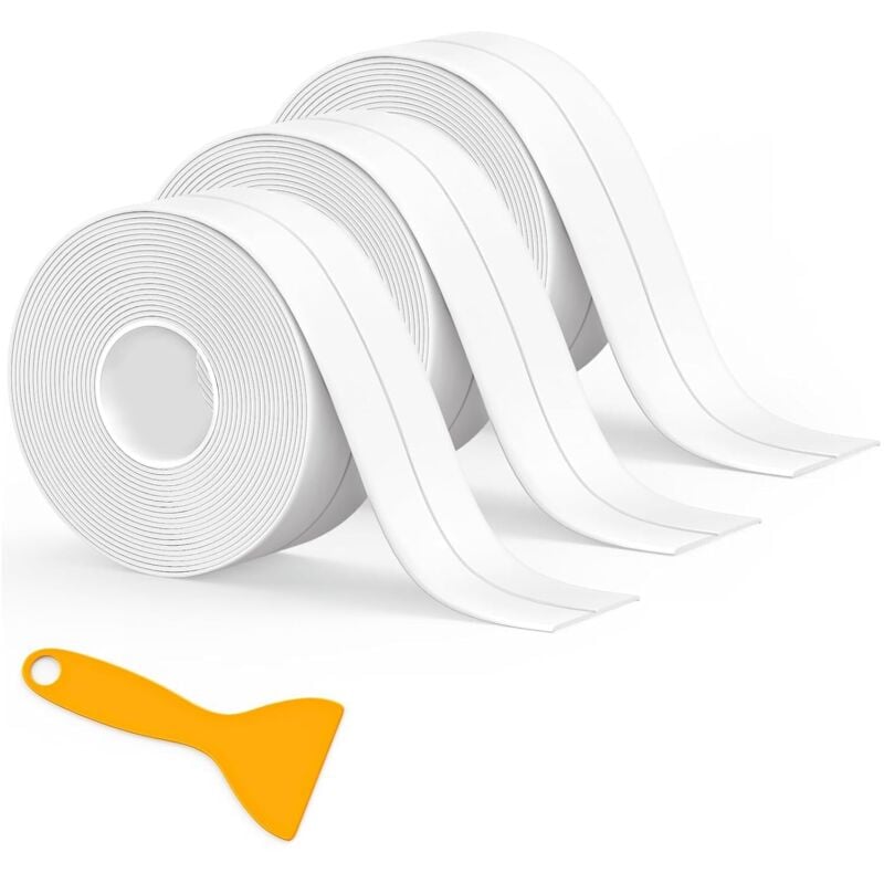 Lablanc - 3 Stück Rolle weißes Silikon-Dichtungsmittel für Badezimmer, weißes Klebeband, Küchendichtband, auslaufsicher, geeignet für Badezimmer,