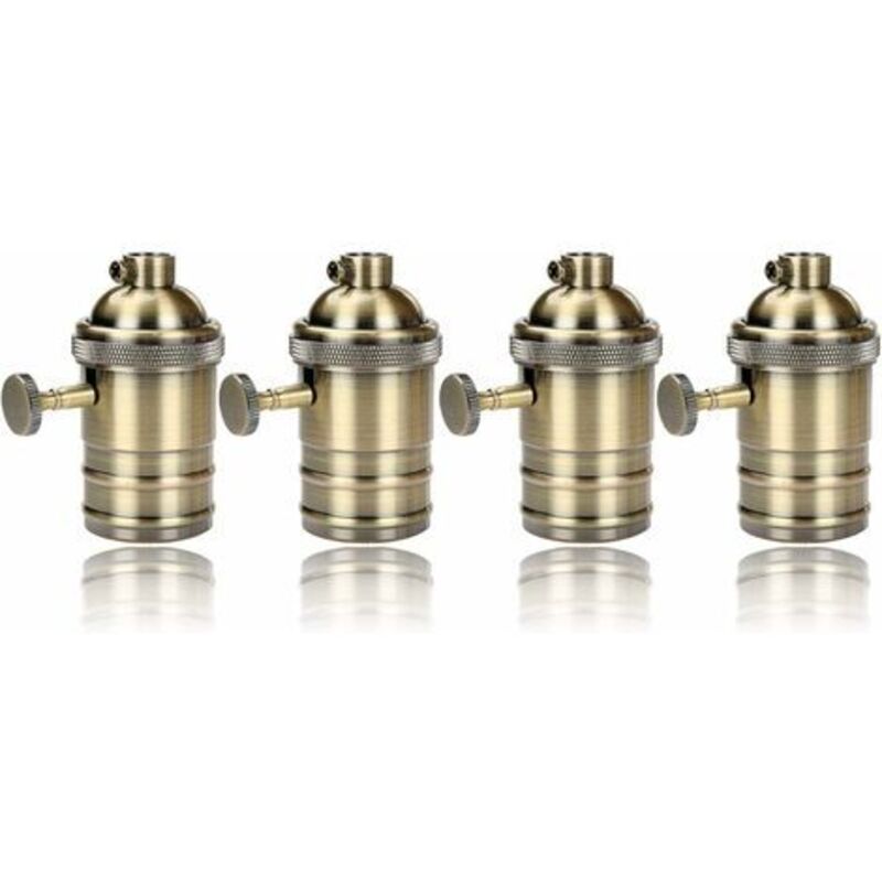 4 Stück Edison Vintage Fassung E27 Lampenadapter mit Schalter Retro Vintage Kronleuchter kabellos Antik Messing - Lablanc
