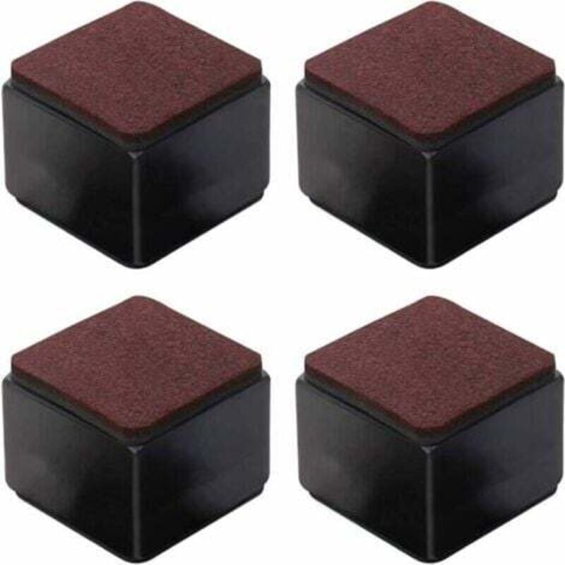 4er-Pack selbstklebende Möbelerhöhungen aus Kohlenstoffstahl, 50 mm Höhe, für Betten, Sofas, Kleiderschränke, schwarze Quadrate - Lablanc