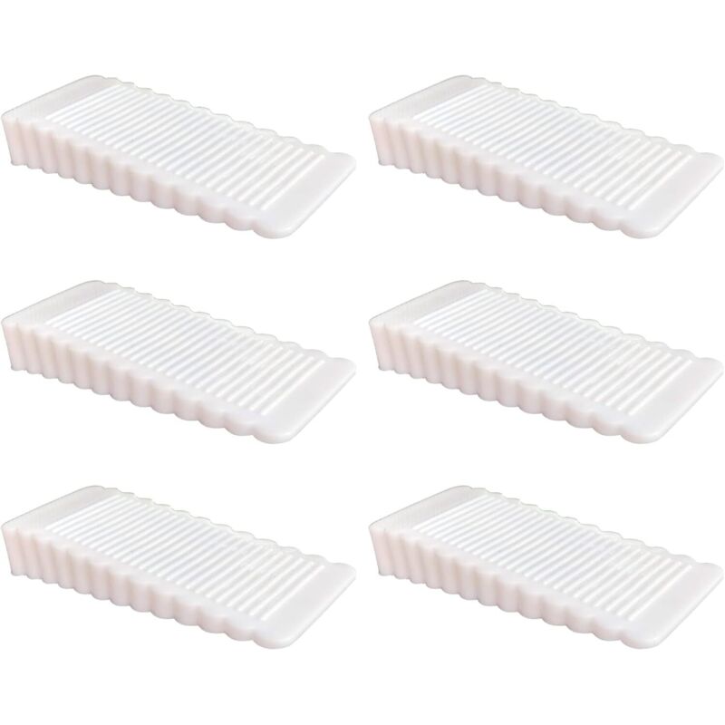 Lablanc - 6 Stück weißer Türstopper, weicher Gummi, rutschfester Block, höhenverstellbarer Türstopper für Fliesen, Böden, Beton, Zement, Teppiche