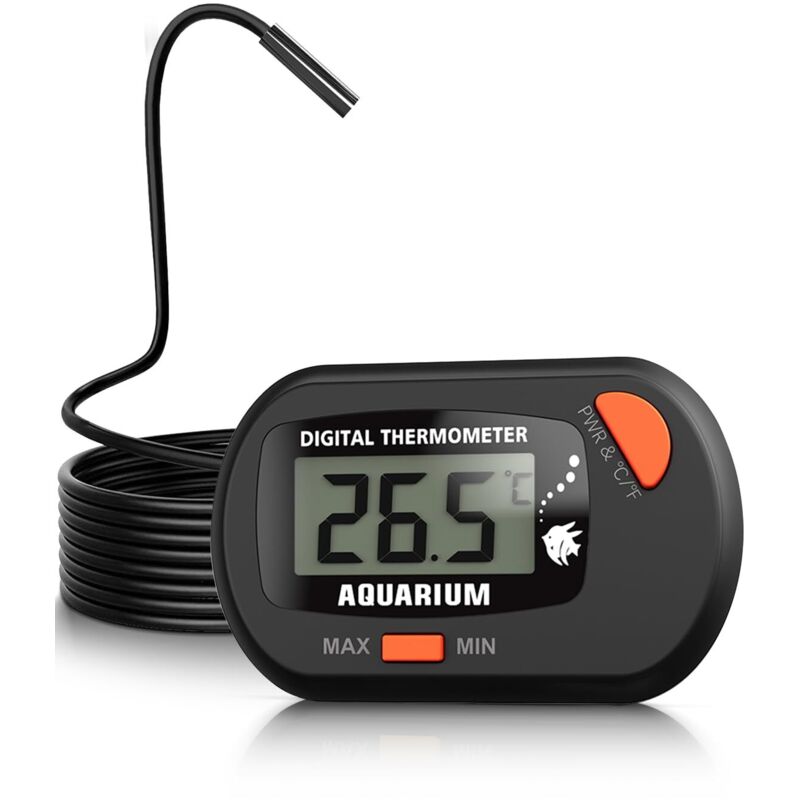 Aquariumthermometer mit Sonde und Saugnapf, digitales LCD-Aquariumthermometer, Wassertemperatur für Fischtank, Meeresreptil, Terrarium - Lablanc