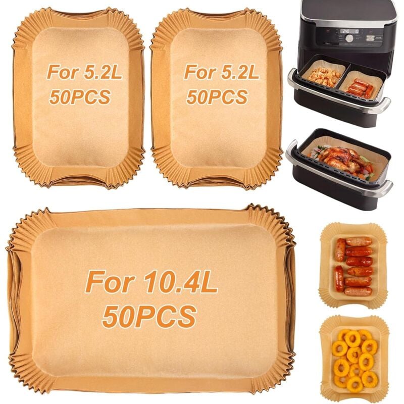 Backpapier für Ninja Foodi FlexDrawer Luftfritteuse 10,4 l, 150 Stück Luftfritteuse-Zubehör für Ninja 10,4 l AF500EU AF500EUCP, Papier für Ninja
