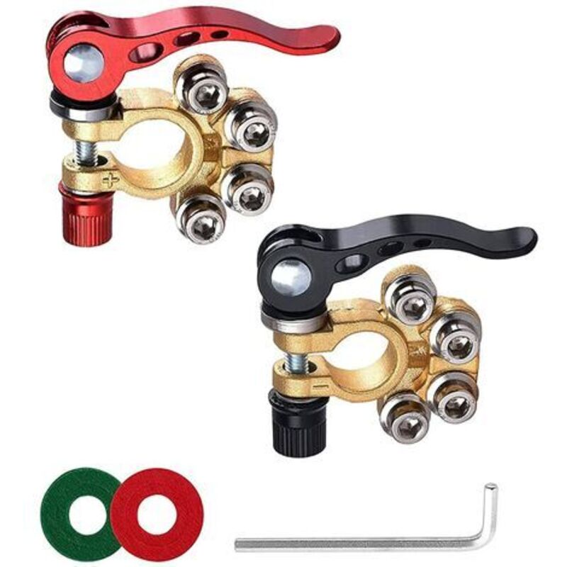 Lablanc - Batterieklemme, 2 Stück Batterieklemme, Pluspol und Minuspol Autobatterie, Batterieklemmen mit Inbusschlüssel, Batterieverbinder passend