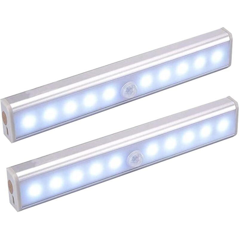 Bewegungsmelder-Lampe für den Innenbereich, 2 Stück, kabellose 10-LED-Lampe, wiederaufladbare USB-Bewegungsmelder-Lampe mit Magnetismus, für