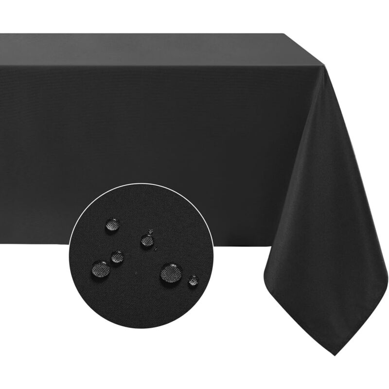 Lablanc - Black Tischdecke, leicht zu reinigen, 137 x 274 cm, große Tischdecke, wasser- und schmutzabweisend, waschbar, Polyester, rechteckige