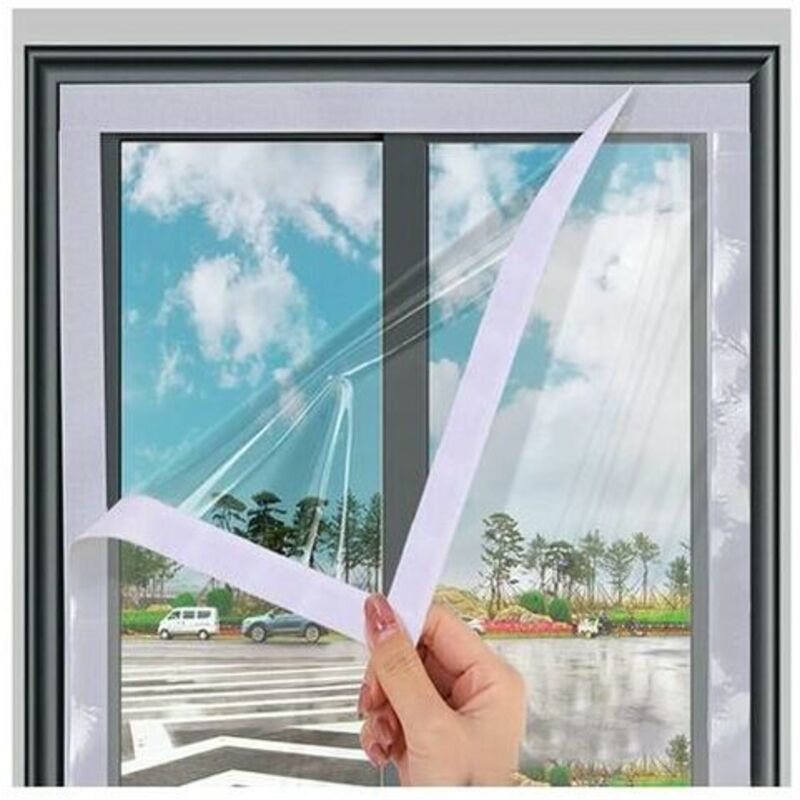 Fenster-Isolier-Sets, Anti-Kälte-Isolierfolie für Türen und Fenster, transparente Thermo-Cover-Überglasungsfolie, winddicht, wiederverwendbar, ohne