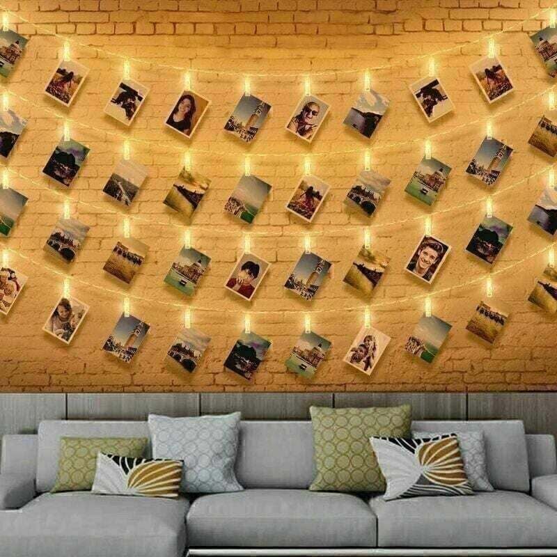 Foto-Lichtgirlande – 6 m, 40 LEDs, LED-Girlande für Innenräume, Schlafzimmer, batteriebetrieben – Fotowand – Fotowand für Foto-Memos, Party,